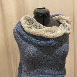 Elegant Blue and Cream Women's Poncho